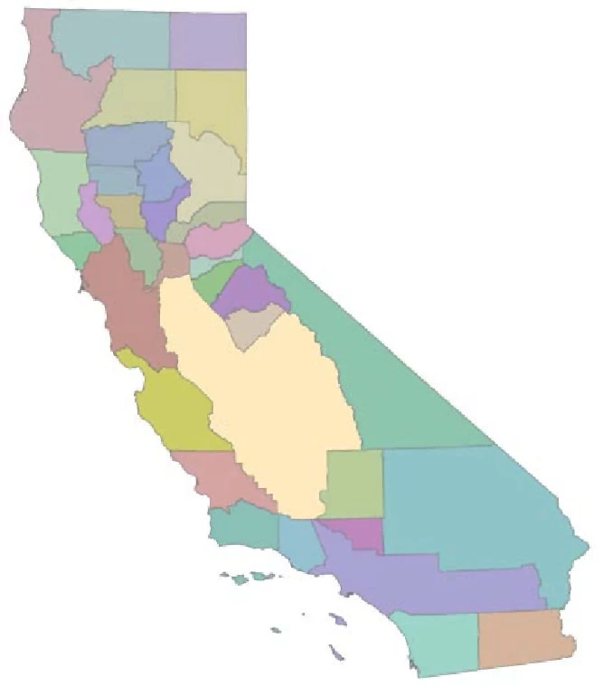 map of California with air districts